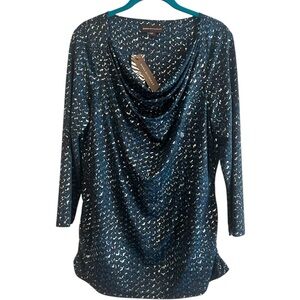 Dana Buchman Women’s Cowl Neck Blouse Metalic Multicolor Size Large